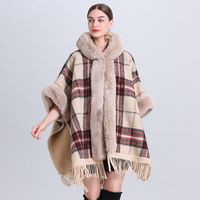 Women's Vintage Style Solid Color Napping Plush Tassel Shawl sku image 2
