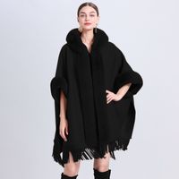 Women's Vintage Style Solid Color Napping Plush Tassel Shawl sku image 8