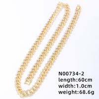 Hip-hop Solid Color Alloy Plating Inlay Rhinestones White Gold Plated Gold Plated Men's Bracelets Necklace sku image 3
