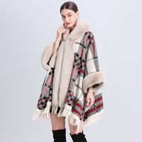 Women's Vintage Style Solid Color Napping Plush Tassel Shawl sku image 13