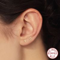 1 Piece Fashion Cross Circle Flower Silver Plating Inlay Zircon Ear Studs main image 5