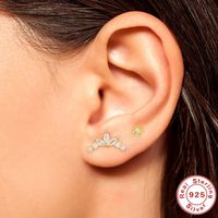 1 Piece Fashion Cross Circle Flower Silver Plating Inlay Zircon Ear Studs main image 4