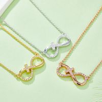 Elegant Infinity Sterling Silver Moissanite Rose Gold Plated Silver Plated Pendant Necklace main image 9