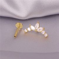 1 Piece Fashion Cross Circle Flower Silver Plating Inlay Zircon Ear Studs main image 2