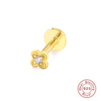1 Piece Fashion Cross Circle Flower Silver Plating Inlay Zircon Ear Studs sku image 1