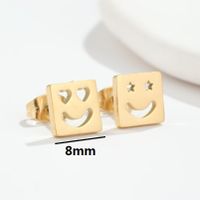 1 Pair Fashion Heart Shape Smiley Face Wings Stainless Steel Plating Hollow Out Ear Studs main image 3