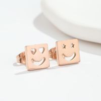 1 Pair Fashion Heart Shape Smiley Face Wings Stainless Steel Plating Hollow Out Ear Studs main image 5