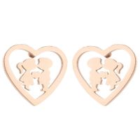 1 Pair Simple Style Heart Shape Stainless Steel Plating Earrings sku image 7