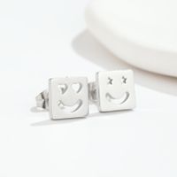 1 Pair Fashion Heart Shape Smiley Face Wings Stainless Steel Plating Hollow Out Ear Studs main image 4