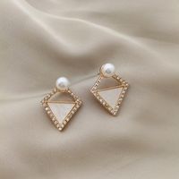 1 Pair Elegant Sweet Square Heart Shape Bow Knot Inlay Imitation Pearl Alloy Rhinestones Earrings sku image 54