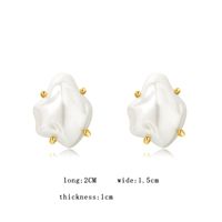 1 Pair Simple Style Solid Color Plating Imitation Pearl Gold Plated Ear Studs main image 4