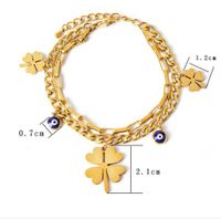 Simple Style Four Leaf Clover Heart Shape Flower 304 Stainless Steel 18K Gold Plated Turquoise Glass Stone Shell Bracelets In Bulk main image 5