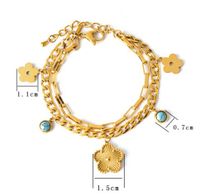 Simple Style Four Leaf Clover Heart Shape Flower 304 Stainless Steel 18K Gold Plated Turquoise Glass Stone Shell Bracelets In Bulk main image 4