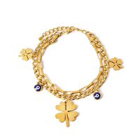 Simple Style Four Leaf Clover Heart Shape Flower 304 Stainless Steel 18K Gold Plated Turquoise Glass Stone Shell Bracelets In Bulk main image 8