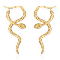 1 Pair Cool Style Snake Plating 304 Stainless Steel 18K Gold Plated Earrings main image 3