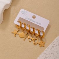 1 Set 3 Pairs Simple Style Classic Style Solid Color Plating Inlay 304 Stainless Steel Zircon Drop Earrings main image 4