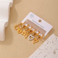 1 Set 3 Pairs Simple Style Classic Style Solid Color Plating Inlay 304 Stainless Steel Zircon Drop Earrings main image 5