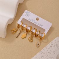 1 Set 3 Pairs Simple Style Classic Style Solid Color Plating Inlay 304 Stainless Steel Zircon Drop Earrings main image 3