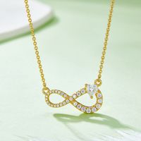 Simple Style Infinity Sterling Silver Moissanite Rose Gold Plated Silver Plated Pendant Necklace main image 4