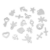 100 Pcs/package Simple Style Four Leaf Clover Heart Shape Dragonfly Stainless Steel Plating Pendant Jewelry Accessories main image 1