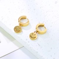 1 Pair Casual Smiley Face Plating Stainless Steel 18k Gold Plated Drop Earrings main image 4