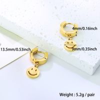 1 Pair Casual Smiley Face Plating Stainless Steel 18k Gold Plated Drop Earrings main image 5