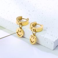 1 Pair Casual Smiley Face Plating Stainless Steel 18k Gold Plated Drop Earrings main image 3
