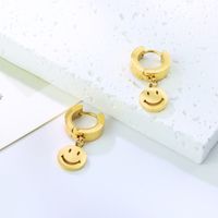 1 Pair Casual Smiley Face Plating Stainless Steel 18k Gold Plated Drop Earrings main image 2