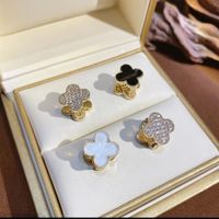 1 Pair Cute Sweet Four Leaf Clover Inlay Resin Copper Zircon Ear Studs main image 5