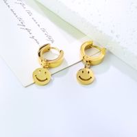 1 Pair Casual Smiley Face Plating Stainless Steel 18k Gold Plated Drop Earrings main image 1