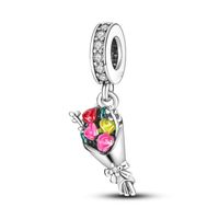 1 Piece Alloy Rhinestones Bear Heart Shape Flower Polished Pendant Beads Spacer Bars sku image 7