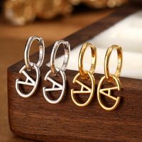 1 Pair Ig Style Simple Style Letter Oval Plating Sterling Silver 18k Gold Plated White Gold Plated Earrings main image 1