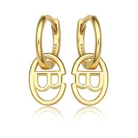 1 Pair Ig Style Simple Style Letter Oval Plating Sterling Silver 18k Gold Plated White Gold Plated Earrings sku image 3