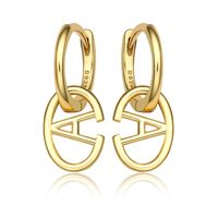 1 Pair Ig Style Simple Style Letter Oval Plating Sterling Silver 18k Gold Plated White Gold Plated Earrings sku image 1