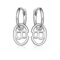 1 Pair Ig Style Simple Style Letter Oval Plating Sterling Silver 18k Gold Plated White Gold Plated Earrings sku image 4