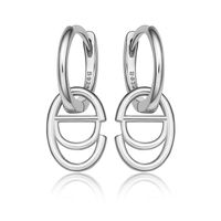 1 Pair Ig Style Simple Style Letter Oval Plating Sterling Silver 18k Gold Plated White Gold Plated Earrings sku image 6