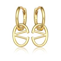 1 Pair Ig Style Simple Style Letter Oval Plating Sterling Silver 18k Gold Plated White Gold Plated Earrings sku image 7