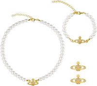 Elegant Planet Artificial Pearl Alloy Plating Rhinestones Women's Bracelets Earrings Necklace sku image 8
