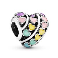 5 PCS/Package Hole 4~4.9mm Alloy Zircon Cartoon Heart Shape Polished Beads sku image 30