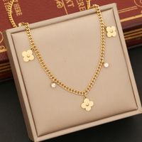 Fashion Heart Shape Flower Butterfly Stainless Steel Plating Hollow Out Inlay Zircon Necklace main image 5