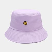 Women's Simple Style Smiley Face Solid Color Embroidery Wide Eaves Bucket Hat sku image 4