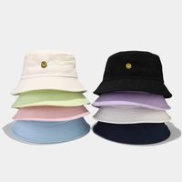 Women's Simple Style Smiley Face Solid Color Embroidery Wide Eaves Bucket Hat main image 1