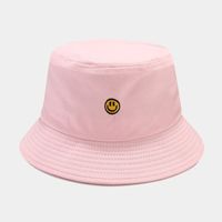 Women's Simple Style Smiley Face Solid Color Embroidery Wide Eaves Bucket Hat sku image 6