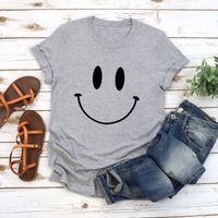 Women's T-shirt Short Sleeve T-Shirts Printing Casual Smiley Face main image 3