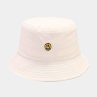 Women's Simple Style Smiley Face Solid Color Embroidery Wide Eaves Bucket Hat sku image 3