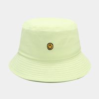 Women's Simple Style Smiley Face Solid Color Embroidery Wide Eaves Bucket Hat sku image 7