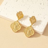 1 Pair Ig Style Retro Four Leaf Clover Plating Alloy Drop Earrings main image 1