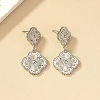 1 Pair Ig Style Retro Four Leaf Clover Plating Alloy Drop Earrings main image 3