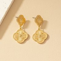 1 Pair Ig Style Retro Four Leaf Clover Plating Alloy Drop Earrings main image 6