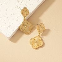 1 Pair Ig Style Retro Four Leaf Clover Plating Alloy Drop Earrings main image 4